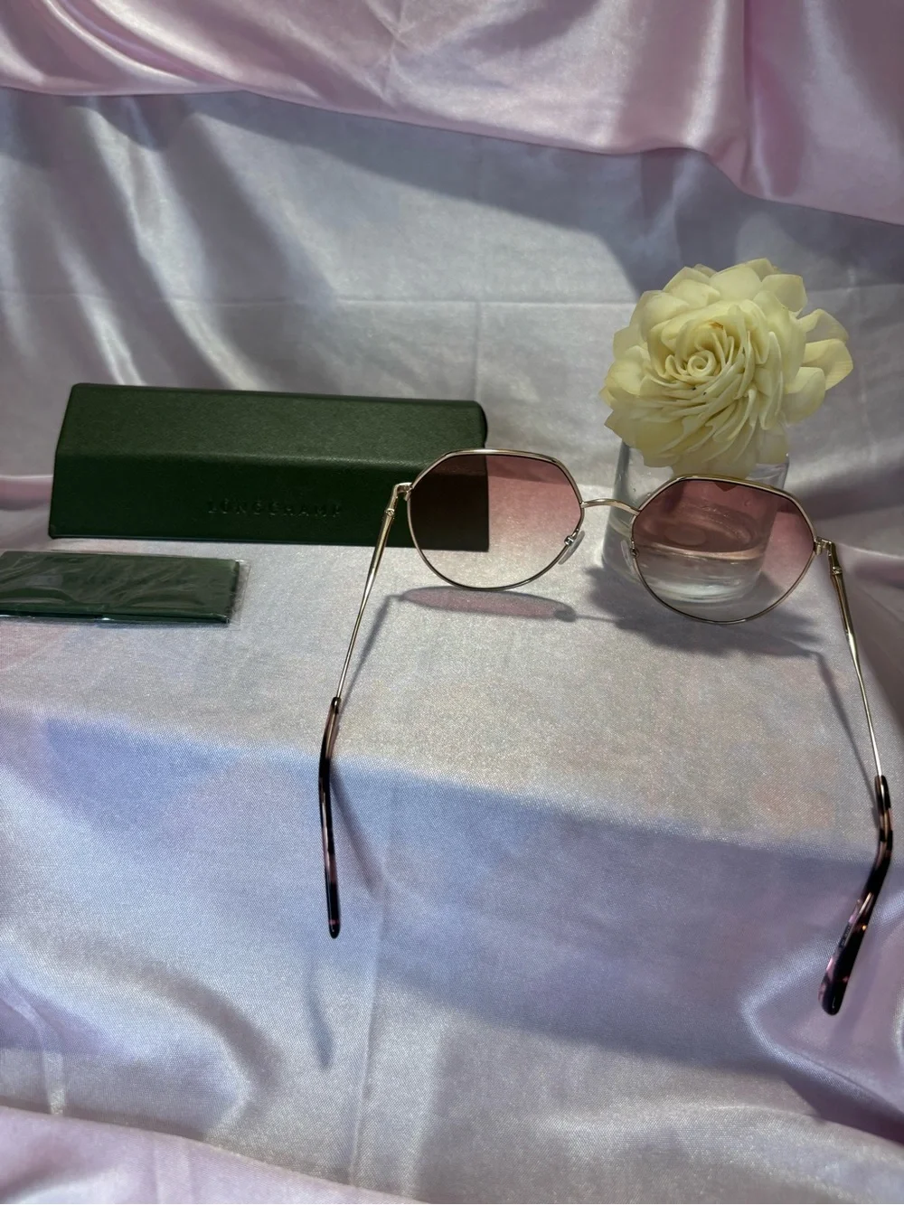Longchamp Pink Gradient Aviator Sunglasses for Women - Designer Style